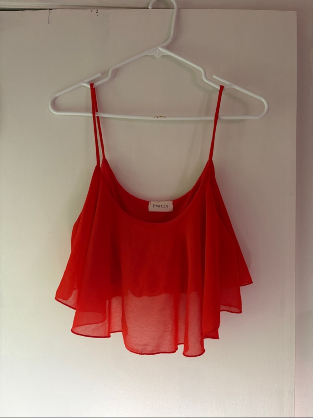 Poetry Bright Red Layered Chiffon Spaghetti-Strap Camisole